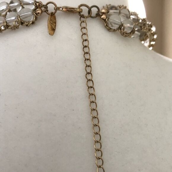 NY Clear and gold beaded layered necklace - Picture 3 of 3